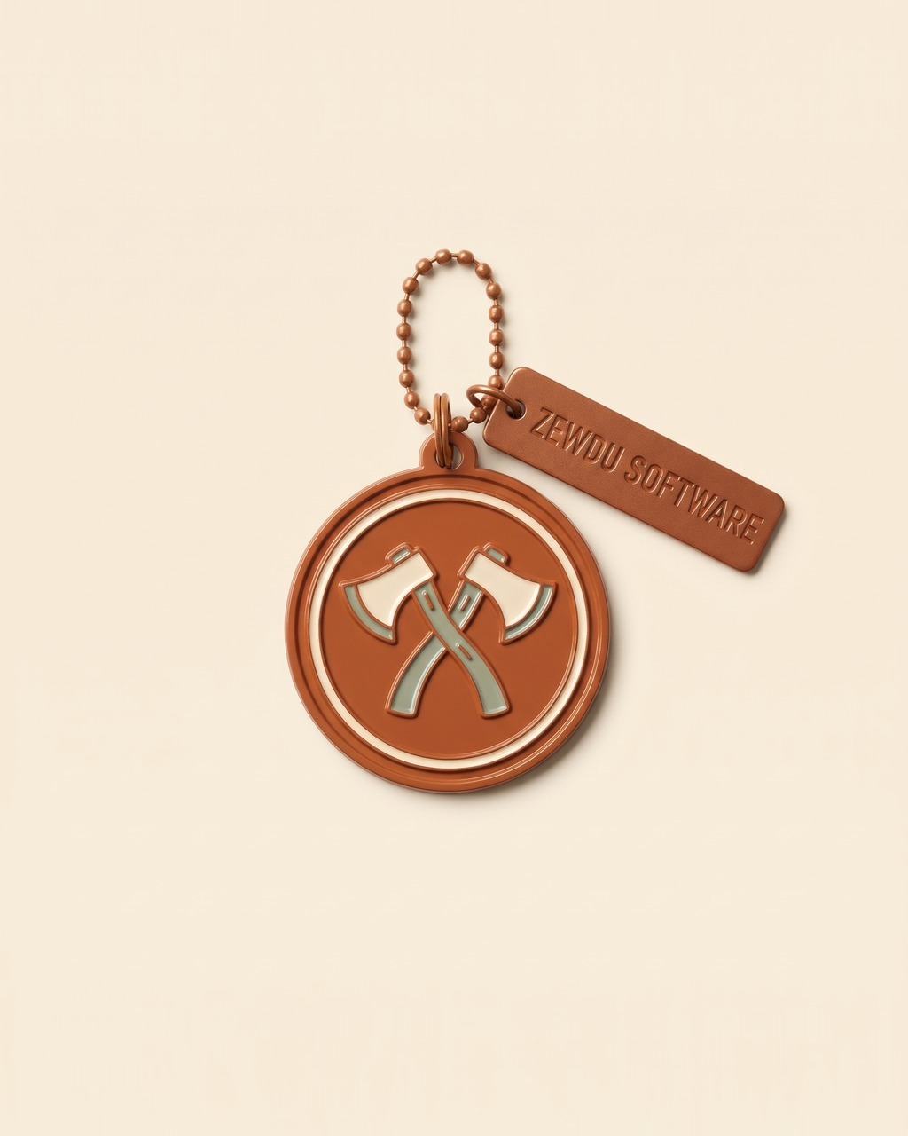 Crossed Axes Keychain in Rust