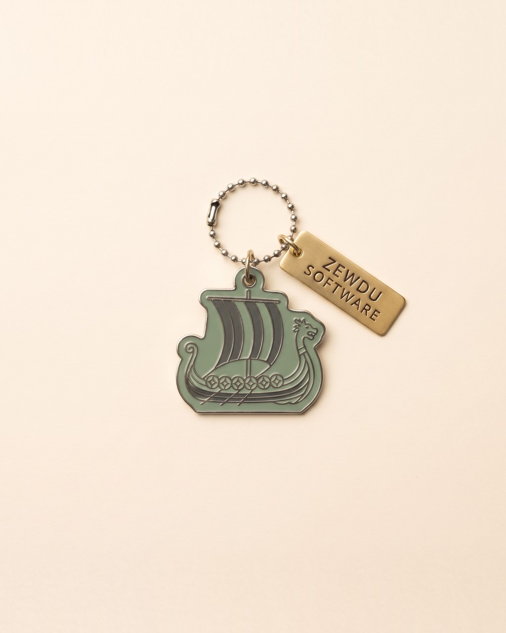 Longship Keychain in Fjord Sage
